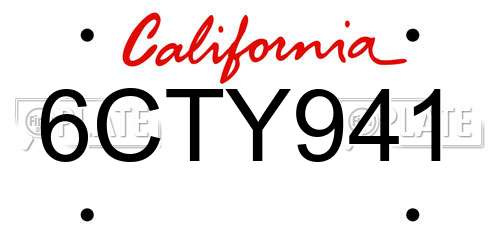 6CTY941 California License Plate