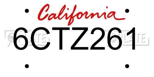6CTZ261 California License Plate