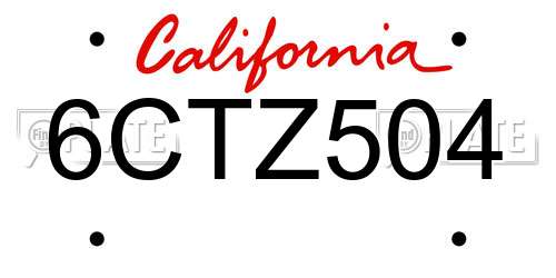 6CTZ504 California License Plate