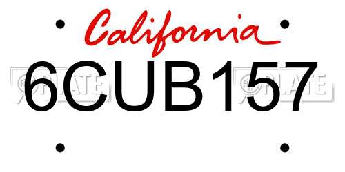 6CUB157 California License Plate