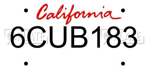6CUB183 California License Plate