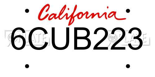 6CUB223 California License Plate