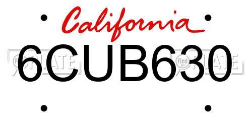 6CUB630 California License Plate