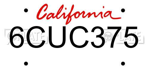 6CUC375 California License Plate