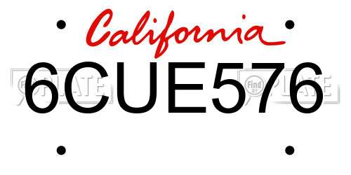 6CUE576 California License Plate