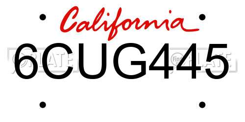 6CUG445 California License Plate
