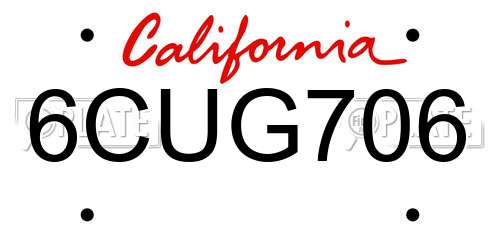 6CUG706 California License Plate