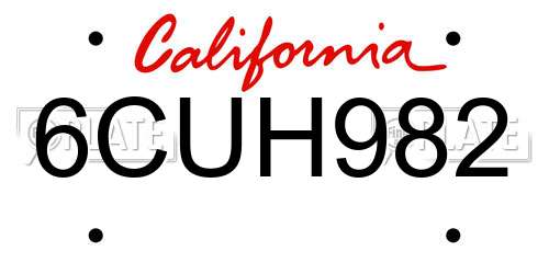 6CUH982 California License Plate