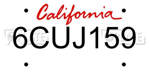 6CUJ159 California License Plate