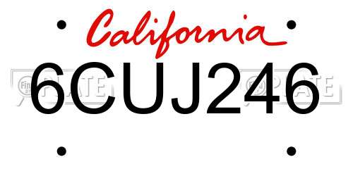 6CUJ246 California License Plate