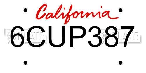 6CUP387 California License Plate