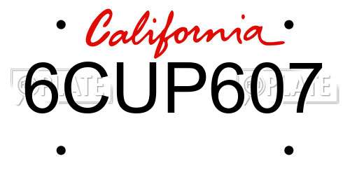6CUP607 California License Plate