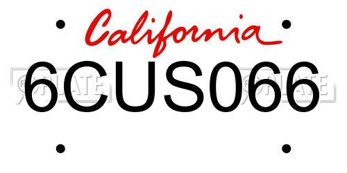 6CUS066 California License Plate