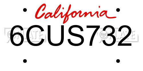 6CUS732 California License Plate