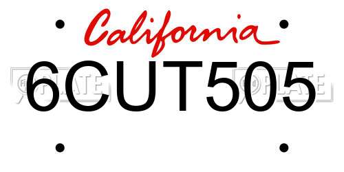 6CUT505 California License Plate