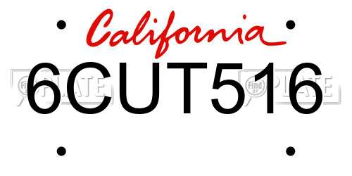 6CUT516 California License Plate