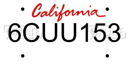 6CUU153 California License Plate