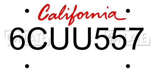 6CUU557 California License Plate