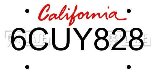 6CUY828 California License Plate