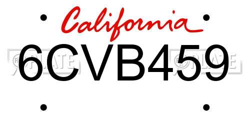 6CVB459 California License Plate