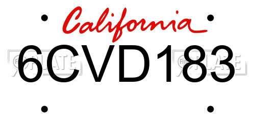 6CVD183 California License Plate