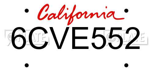 6CVE552 California License Plate