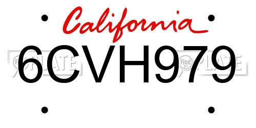 6CVH979 California License Plate