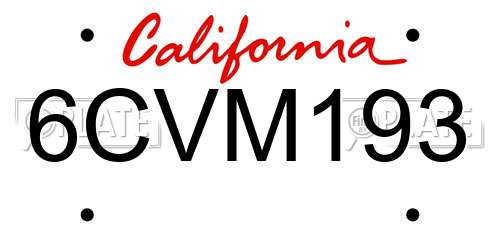 6CVM193 California License Plate