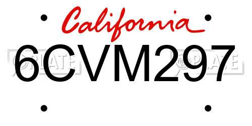 6CVM297 California License Plate