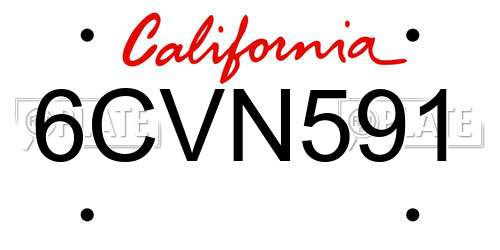 6CVN591 California License Plate