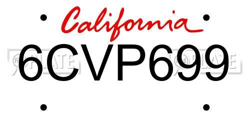 6CVP699 California License Plate