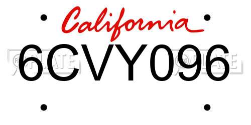 6CVY096 California License Plate