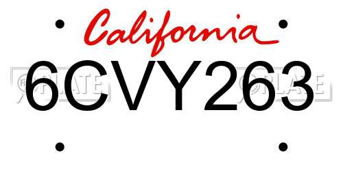 6CVY263 California License Plate