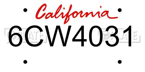6CW4031 California License Plate