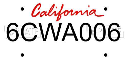 6CWA006 California License Plate