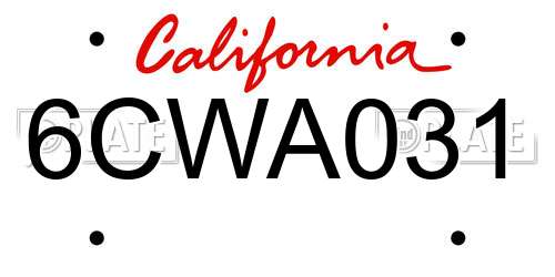 6CWA031 California License Plate