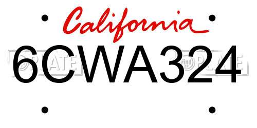 6CWA324 California License Plate