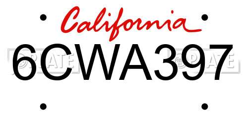 6CWA397 California License Plate