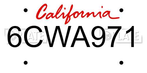 6CWA971 California License Plate