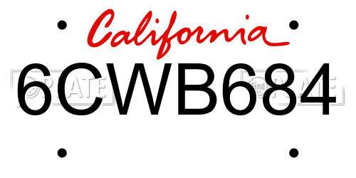 6CWB684 California License Plate
