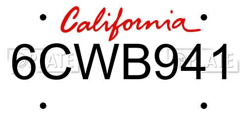 6CWB941 California License Plate