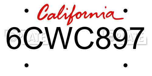 6CWC897 California License Plate