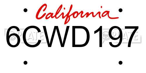 6CWD197 California License Plate
