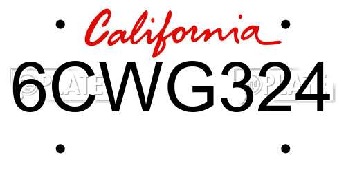 6CWG324 California License Plate