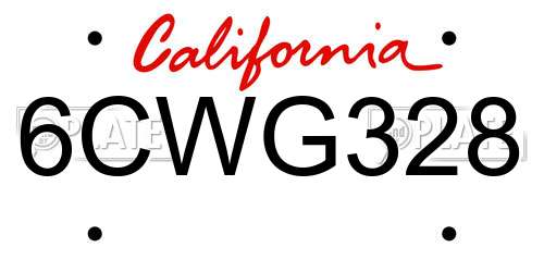 6CWG328 California License Plate