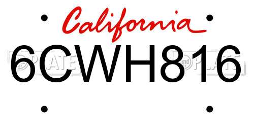 6CWH816 California License Plate