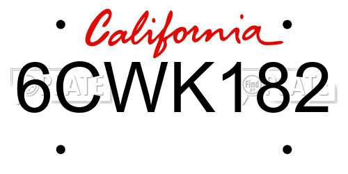 6CWK182 California License Plate