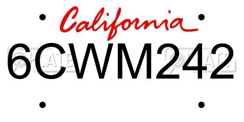 6CWM242 California License Plate
