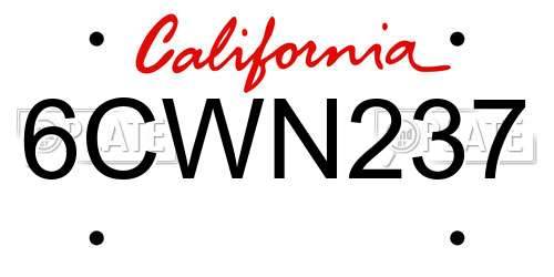 6CWN237 California License Plate