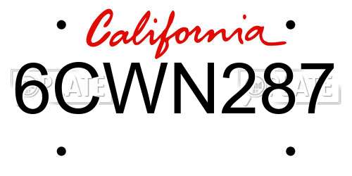 6CWN287 California License Plate